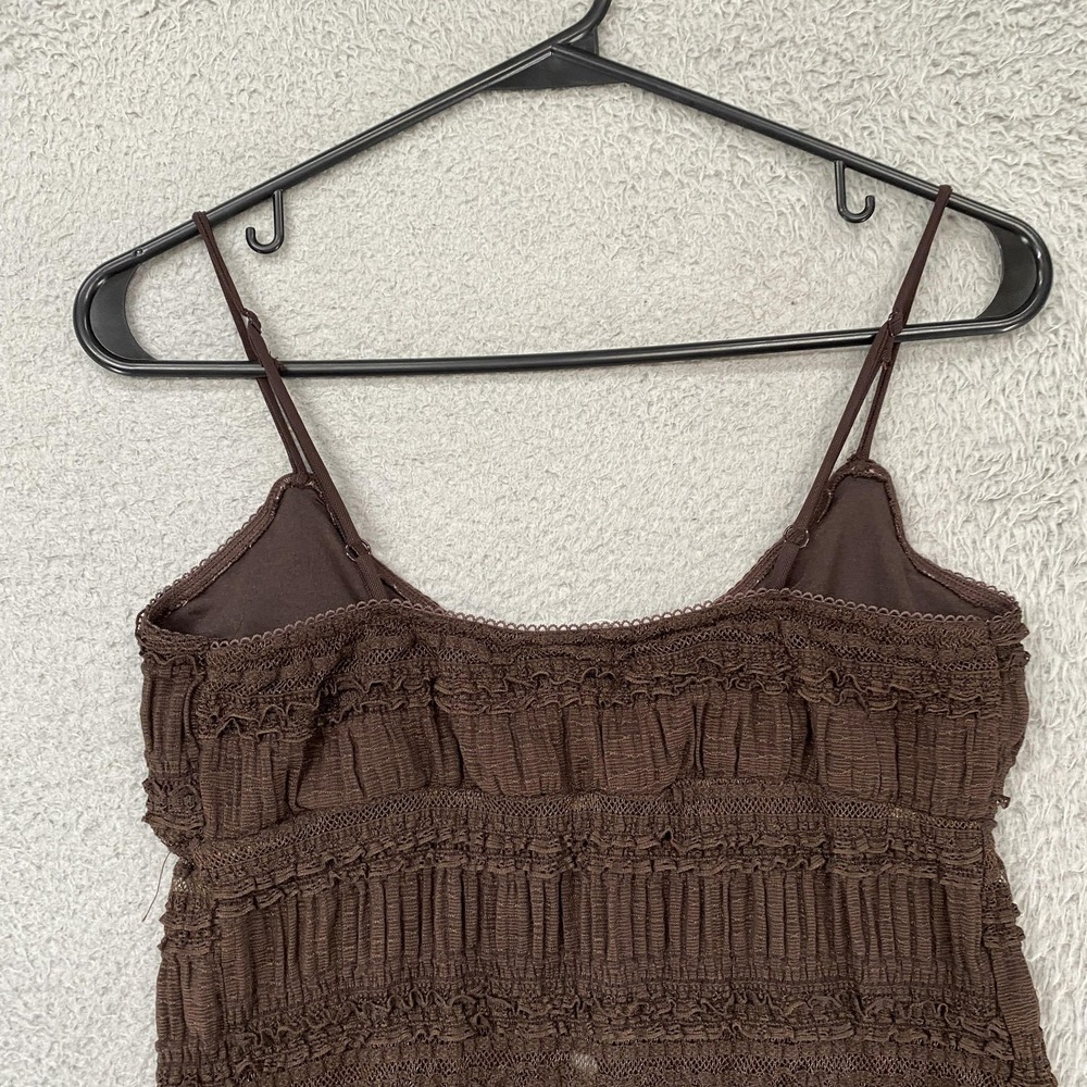 Good Days Project Tank Top Womens M Y2K Brown V Neck Whimsigoth Lace Ruffle Cami - Picture 9 of 13